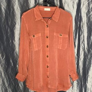 Salmon colored ! Relaxed Fit , worn a few times